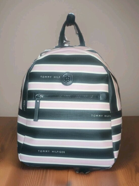 Tommy Hilfiger Pink & Black Mini Backpack Adjustable Straps New